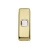 1 Gang Flat Plate Rocker Switch - W30MM - White Rim - Polished Brass