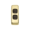 2 Gang Flat Plate Rocker Switch - W30MM - Brown Rim - Polished Brass