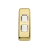 2 Gang Flat Plate Rocker Switch - W30MM - White Rim - Polished Brass