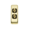 2 Gang Flat Plate Toggle Switches - W30MM - Brown Rim - Polished Brass