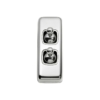 2 Gang Flat Plate Toggle Switches - W30MM - White Rim - Chrome Plated