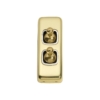 2 Gang Flat Plate Toggle Switches - W30MM - White Rim - Polished Brass