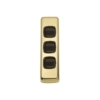 3 Gang Flat Plate Rocker Switch - W30MM - Brown Rim - Polished Brass
