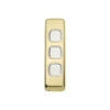 3 Gang Flat Plate Rocker Switch - W30MM - White Rim - Polished Brass