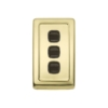 3 Gang Flat Plate Rocker Switch - W72MM - Brown Rim - Polished Brass
