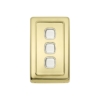 3 Gang Flat Plate Rocker Switch - W72MM - White Rim - Polished Brass