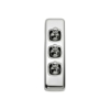 3 Gang Flat Plate Toggle Switches - W30MM - White Rim - Chrome Plated