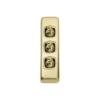 3 Gang Flat Plate Toggle Switches - W30MM - White Rim - Polished Brass