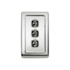 3 Gang Flat Plate Toggle Switches - W72MM - White Rim - Chrome Plated