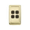 4 Gang Flat Plate Rocker Switch - W72MM - Brown Rim - Polished Brass