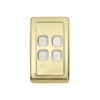 4 Gang Flat Plate Rocker Switch - W72MM - White Rim - Polished Brass
