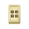 4 Gang Flat Plate Toggle Switches - W72MM - White Rim - Polished Brass
