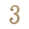 Numeral - Solid Polished Brass - 3