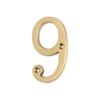 Numeral - Solid Polished Brass - 9