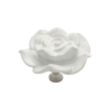 Cupboard Knobs - White Porcelain Open Rose - Chrome Plated