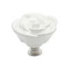Cupboard Knobs - White Porcelain Rose - Chrome Plated